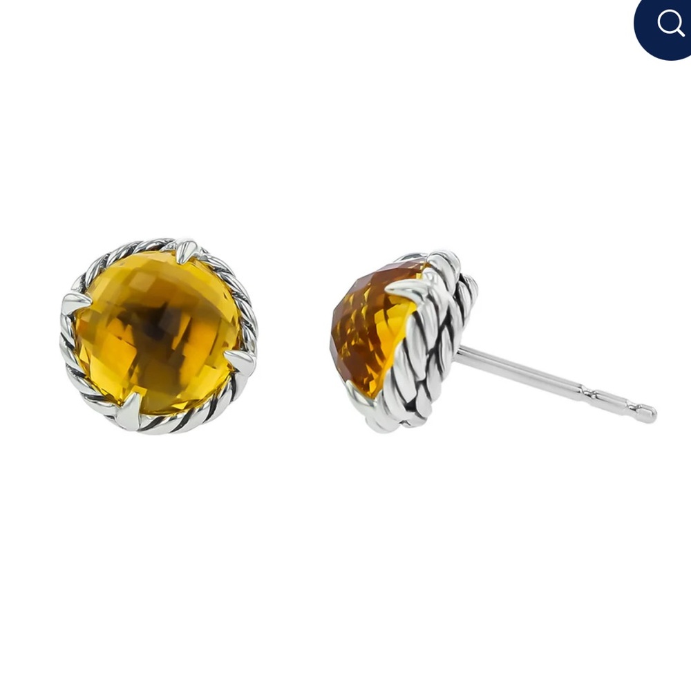 David Yurman Sterling Silver Citrine Studs - Picture 1 of 1